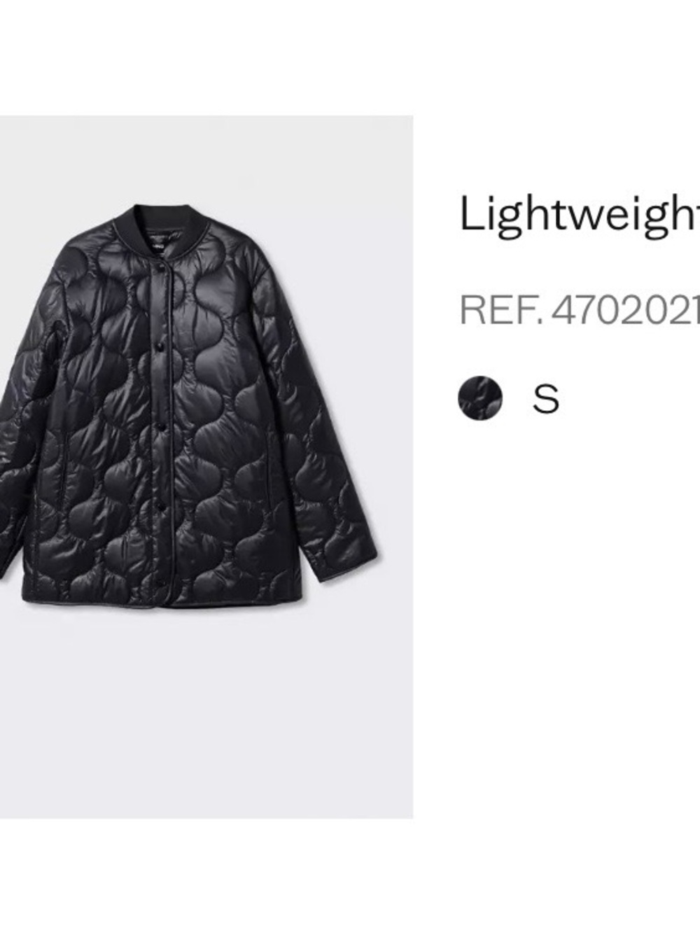 Mango Quilted Lightweight Puffer Jacket - Black